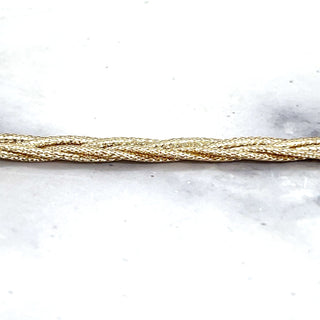 14K Yellow Gold 7.25" Textured Woven Bracelet, 6mm Wide, Braided Chain, Rapunzel Chain, Real Gold Bracelet, Women