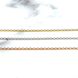 14K Gold 18" Extendable Oval Cable Chain with Lobster Lock, With Jump Ring at 16", 1.2mm Wide, Real Gold Necklace, Women