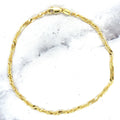 Solid 14K Yellow Gold 2.1mm Singapore Chain Anklet, 7