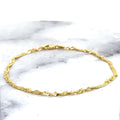 Solid 14K Yellow Gold 2.1mm Singapore Chain Anklet, 7