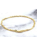 Solid 14K Yellow Gold 2.1mm Singapore Chain Anklet, 7