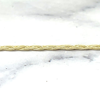 Solid 14K Yellow Gold 3.5mm Braided Fox Chain Bracelet, 7" Real Gold Bracelet, Foxtail Bracelet, Women