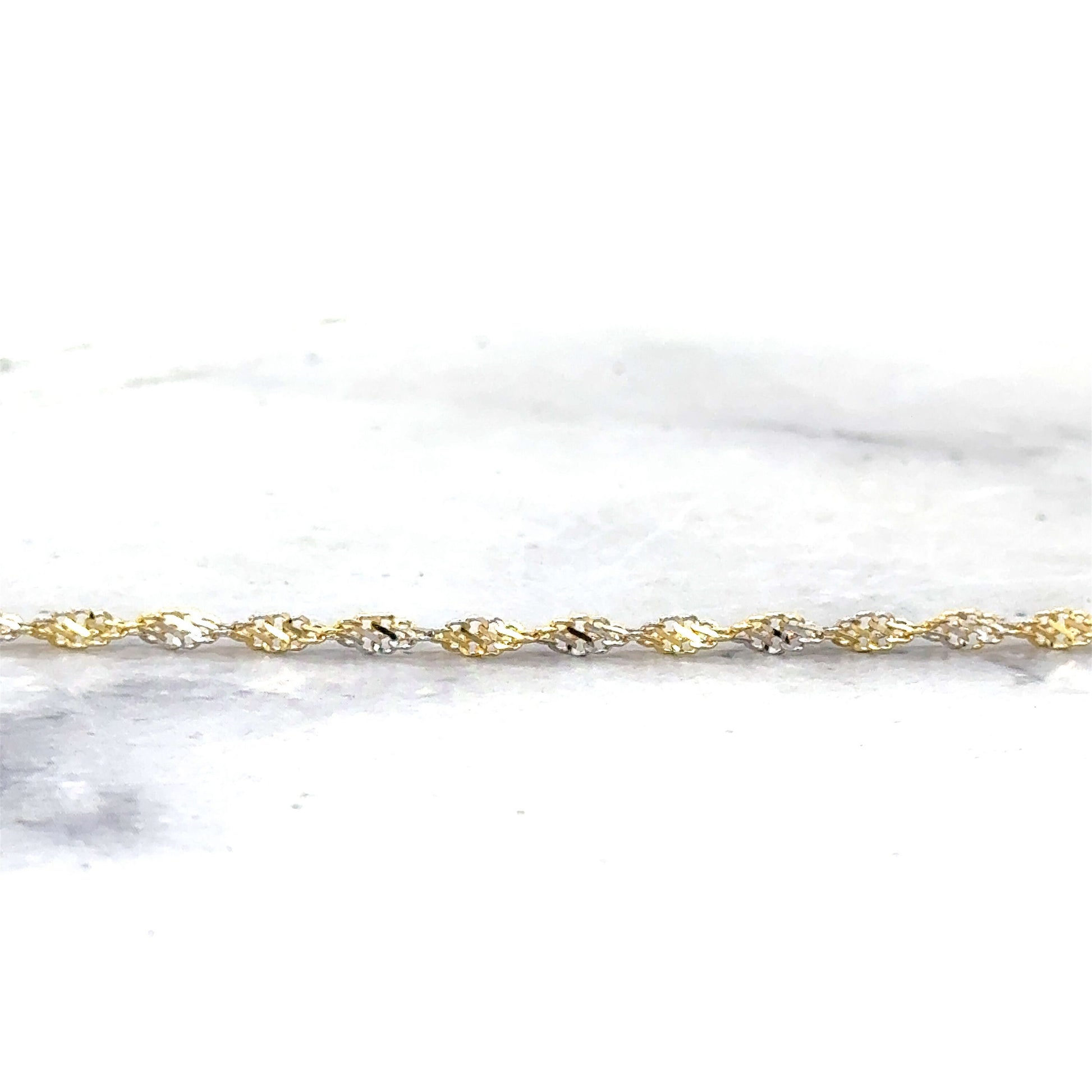 Solid 14K Two Tone Gold 2.5mm Singapore Necklace, Twisted Rope Chain, Yellow White Gold, Real Gold Necklace, Women