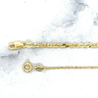 Solid 14K Yellow Gold 1.1mm 2.1mm Singapore Chain Bracelet, 7" Dainty Twisted Rope Bracelet, Real Gold Bracelet, Women