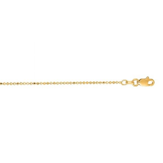 Solid 14K Yellow Gold Diamond Cut Bead Chain, 0.9mm 1.1mm, 16" 18" 20", Real Gold Necklace, Ball Chain, Women