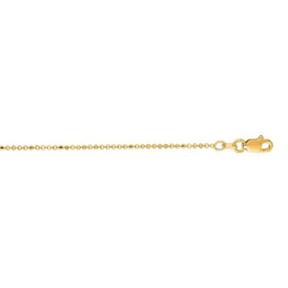 Solid 14K Yellow Gold Diamond Cut Bead Chain, 0.9mm 1.1mm, 16" 18" 20", Real Gold Necklace, Ball Chain, Women