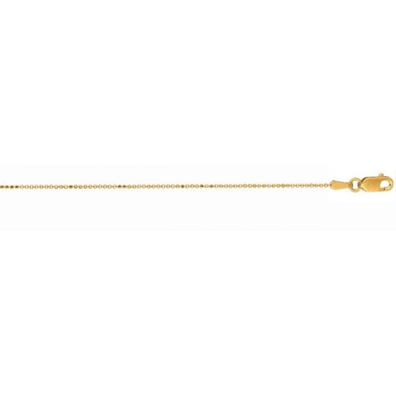 Solid 14K Yellow Gold Diamond Cut Bead Chain, 0.9mm 1.1mm, 16" 18" 20", Real Gold Necklace, Ball Chain, Women