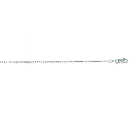 Solid 14K White Gold 0.9mm 1.1mm Diamond Cut Bead Chain, 16" 18" 20", Ball Necklace, Real Gold Chain, Women