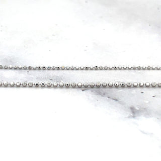 Solid 14K White Gold 0.9mm 1.1mm Diamond Cut Bead Chain, 16" 18" 20", Ball Necklace, Real Gold Chain, Women