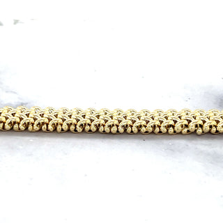 14K Yellow Gold Thick 7" Mesh Woven Bracelet, 8.8mm 14.5mm Wide, Braided Bracelet, Fancy Bracelet, Real Gold Bracelet, Women