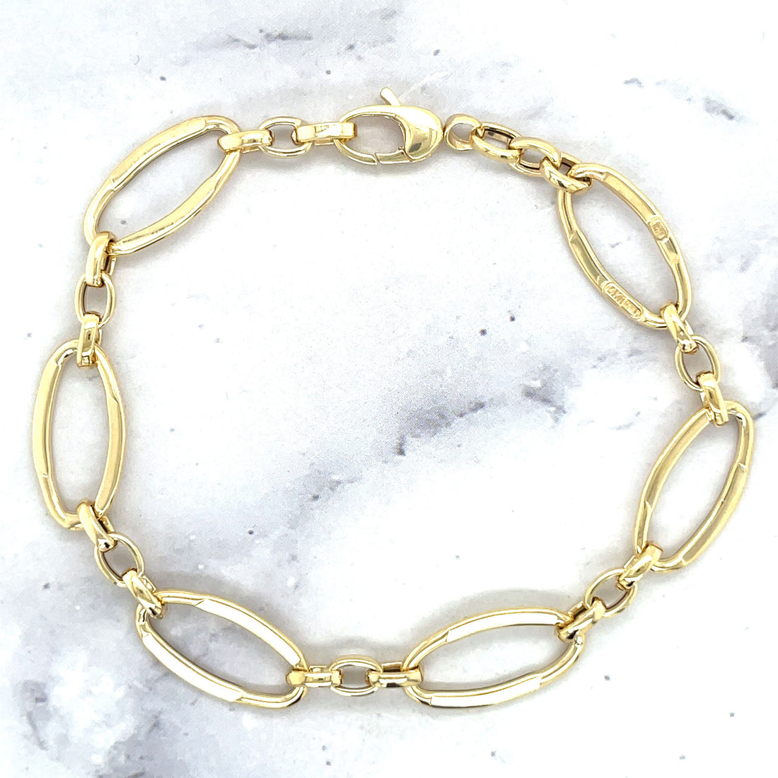 14K Yellow Gold 10mm Large Oval Link Bracelet, 7.5" Real Gold Bracelet, Women