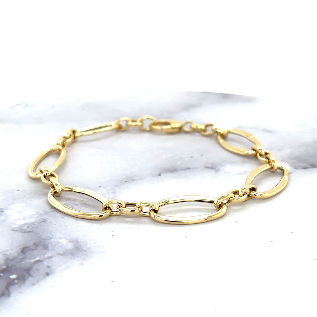 14K Yellow Gold 10mm Large Oval Link Bracelet, 7.5" Real Gold Bracelet, Women