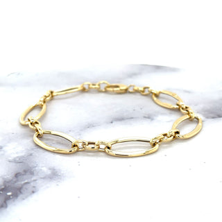 14K Yellow Gold 10mm Large Oval Link Bracelet, 7.5" Real Gold Bracelet, Women