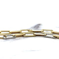 14K Yellow Gold Paperclip Necklace With Three Diamond Links 0.92 Carat, 17