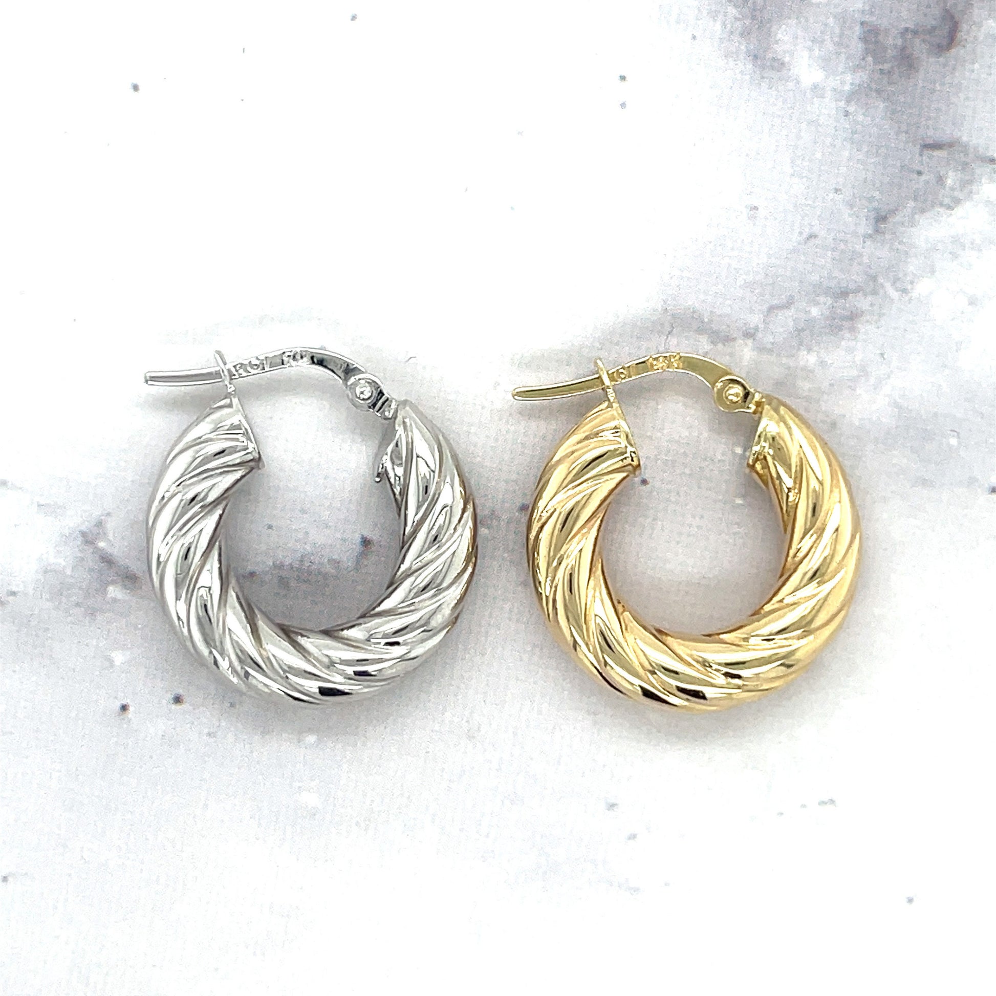 14K Yellow Gold 22mm Chubby Round Twist Hoop Earrings, 6mm Thick, Twisted Hoops, Real Gold Hoops, White Gold, Women