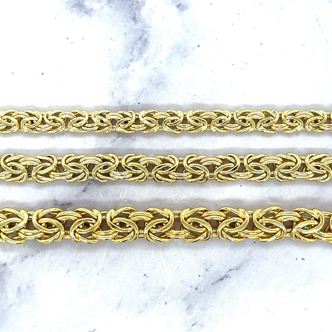 14K Yellow Gold 6mm 7.2mm 9mm Byzantine Necklace, 18"20", Byzantine Chain, Real Gold Necklace, Women