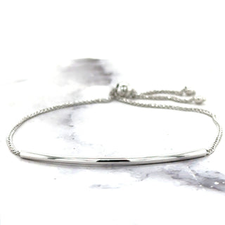 14K White Gold 9.25" Polished Curved Bar Friendship Bracelet