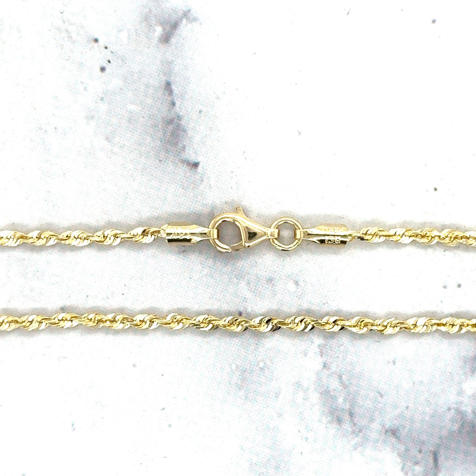 Solid 14K Gold 1.6mm Royal Rope Chain with Lobster Lock, 16" 18" 20" 22" 24" 30" Long, Yellow White Rose Gold, Real Gold Chain, Women