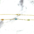 14K Yellow Gold Paperclip Gemstone Necklace, 17