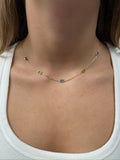 14K Yellow Gold Paperclip Gemstone Necklace, 17