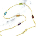 14K Yellow Gold Paperclip Gemstone Necklace, 17