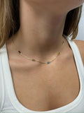 14K Yellow Gold Paperclip Gemstone Necklace, 17