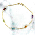 14K Yellow Gold Paperclip Gemstone Necklace, 17