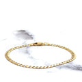 Solid 14K Two Tone Gold 3.6mm Pave Curb Chain Bracelet, 7