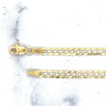 Solid 14K Two Tone Gold 3.6mm Pave Curb Chain Bracelet, 7