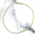 Solid 14K Yellow Gold 1.8mm Royal Rope Anklet, 10