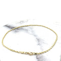 Solid 14K Yellow Gold 1.8mm Royal Rope Anklet, 10