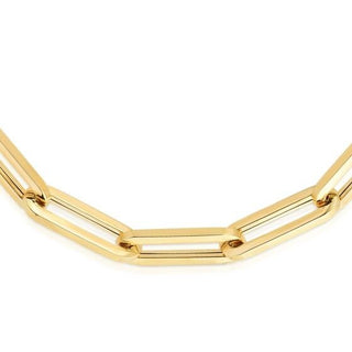 14K White Gold 18" 24" 30" Lite Paperclip Necklace, Rectangle Long Link Chain 6.1mm Wide, Rose Gold, Yellow Gold, Women