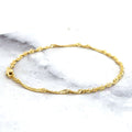 Solid 14K Yellow Gold 2.1mm Singapore Chain Anklet, 7