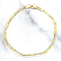 Solid 14K Yellow Gold 10 Inch Alternating Paperclip Link Chain Anklet, 2.8mm Wide, Women Ankle Jewelry