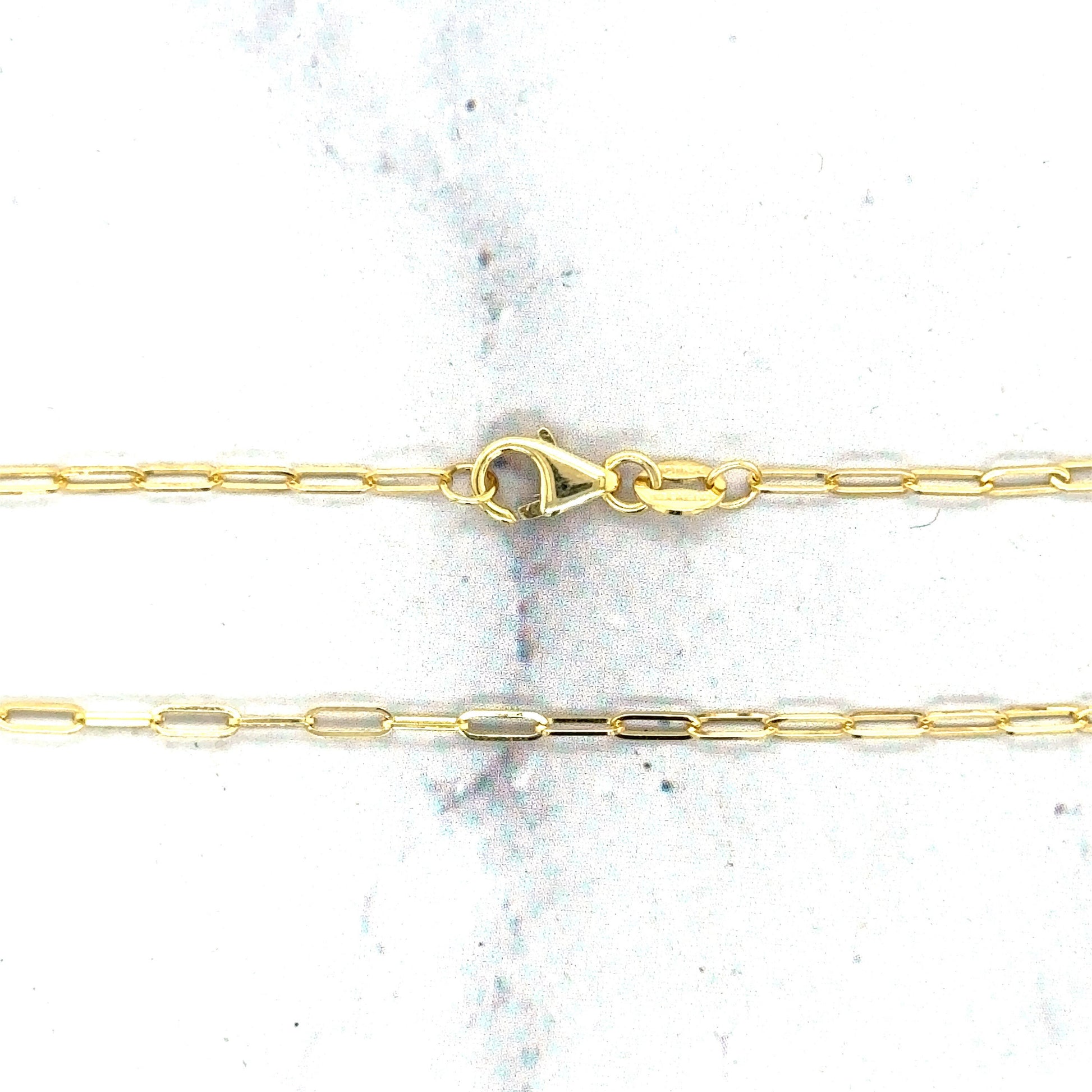 Solid 14K Yellow Gold 10" Paperclip Link Chain Anklet, 1.5mm Wide, Women Anklet Jewelry