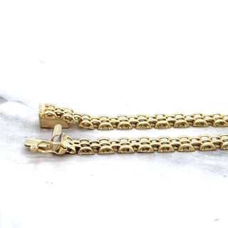 14K Yellow Gold 7" Panther Bracelet, 6.5mm Wide, 5 Link Rows, Real Gold, Trendy Bracelet, Women