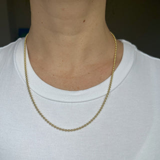 Solid 18K Yellow Gold Bead Chain with Lobster Lock, 1.5mm 2.5mm Wide, 16" 18" 20" 24", Real Gold Necklace, Ball Chain, Women Gold Chain