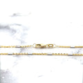 Solid 14K Two Tone Gold 1.4mm White Gold Bar Station On Yellow Gold Saturn Chain, 16