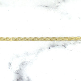 Solid 14K Yellow Gold 3.5mm Braided Fox Chain Bracelet, 7" Real Gold Bracelet, Foxtail Bracelet, Women