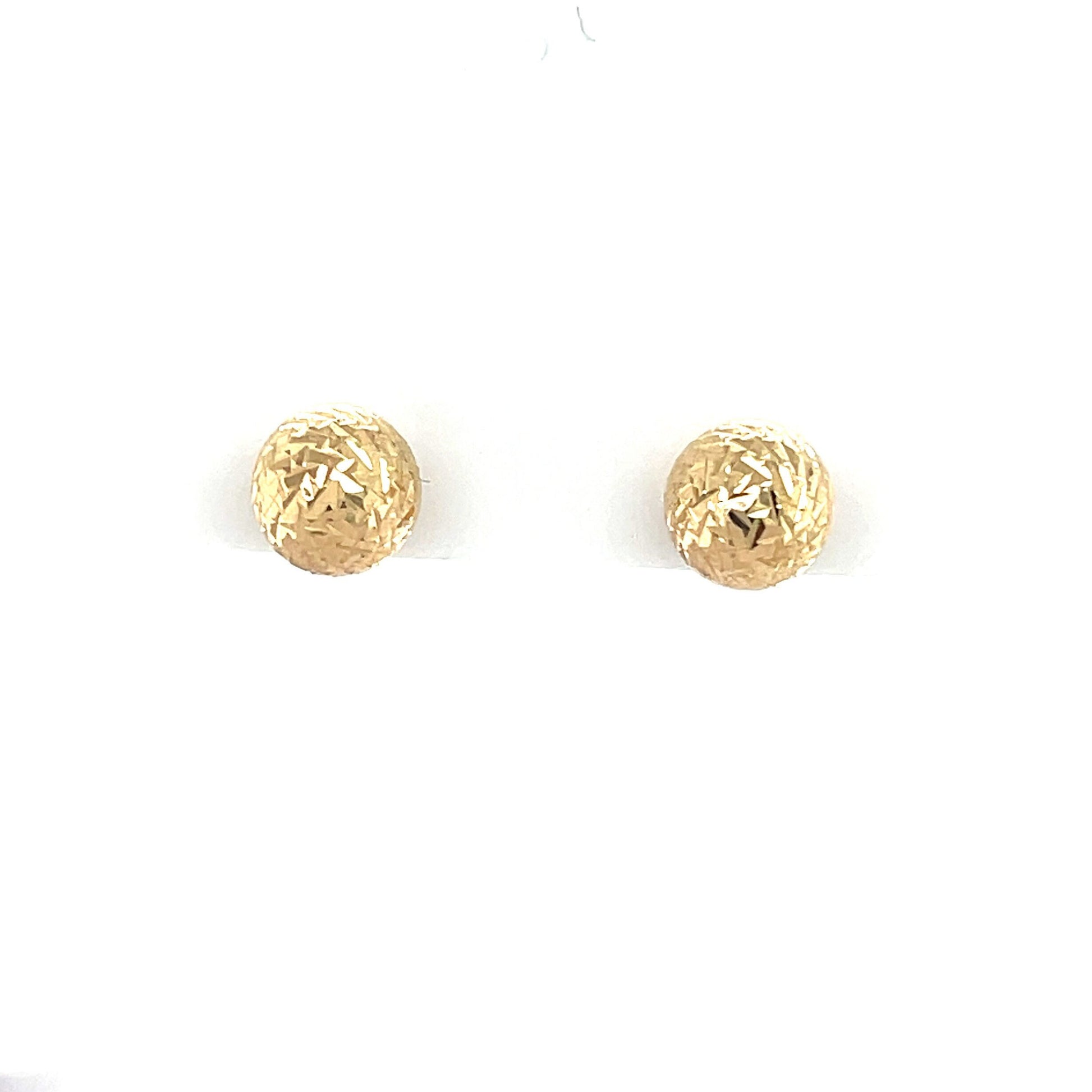 14K Yellow Gold 5mm 7mm Diamond Cut Textured Crystal Cut Ball Stud Earring, White Gold, Rose Gold, Women Gold Stud Earrings