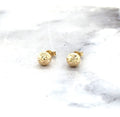 14K Yellow Gold 5mm 7mm Diamond Cut Textured Crystal Cut Ball Stud Earring, White Gold, Rose Gold, Women Gold Stud Earrings