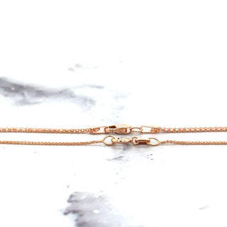 Solid 14K Rose Gold 0.6mm 1.2mm Diamond Cut Round Wheat Chain, 16" 18" 20", Spiga Chain, Real Gold Necklace, Women