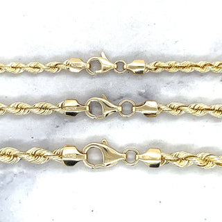 Solid 14K Yellow Gold 3mm 3.7mm 4.3mm French Rope Chain Bracelet, 7" 8", Silk Rope Bracelet, Real Gold Bracelet, Women