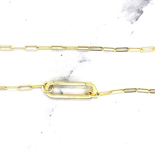 14K Yellow Push-lock Paperclip Necklace, 18", Fancy Paperclip Chain, Push Lock Chain, Real Gold Necklace, Women