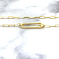 14K Yellow Push-lock Paperclip Necklace, 18