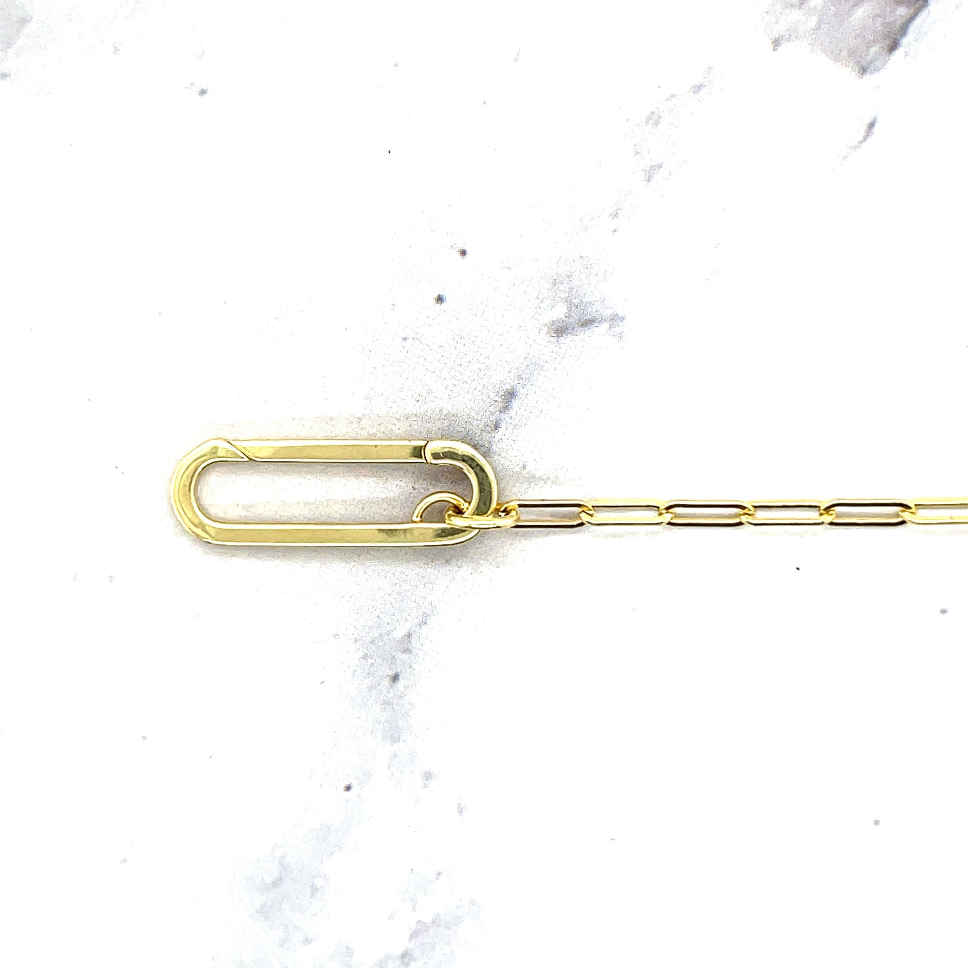 14K Yellow Push-lock Paperclip Necklace, 18", Fancy Paperclip Chain, Push Lock Chain, Real Gold Necklace, Women