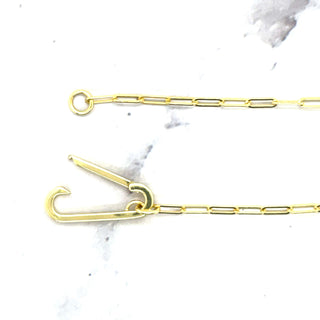 14K Yellow Push-lock Paperclip Necklace, 18", Fancy Paperclip Chain, Push Lock Chain, Real Gold Necklace, Women