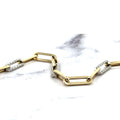 14K Yellow Gold Paperclip Necklace With Three Diamond Links 0.92 Carat, 17