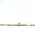 14K Yellow Gold Paperclip Necklace With Three Diamond Links 0.92 Carat, 17