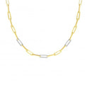 14K Yellow Gold Paperclip Necklace With Three Diamond Links 0.92 Carat, 17